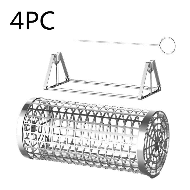 Basket Outdoor Smoking Cage Portable Barbecue Net Rolling BBQ Grill