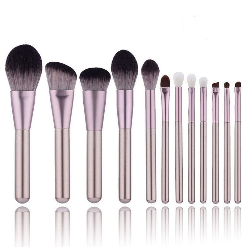 12 PCs Small Grape Professional Makeup Brushes Full Set Animal Hair Super Soft Blush Face Powder Eye Shadow Brush