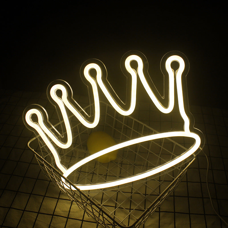 Hot Sale Internet Celebrity Atmosphere Luminous Crown Neon Light Ins Wind Decorative LED Lights Custom