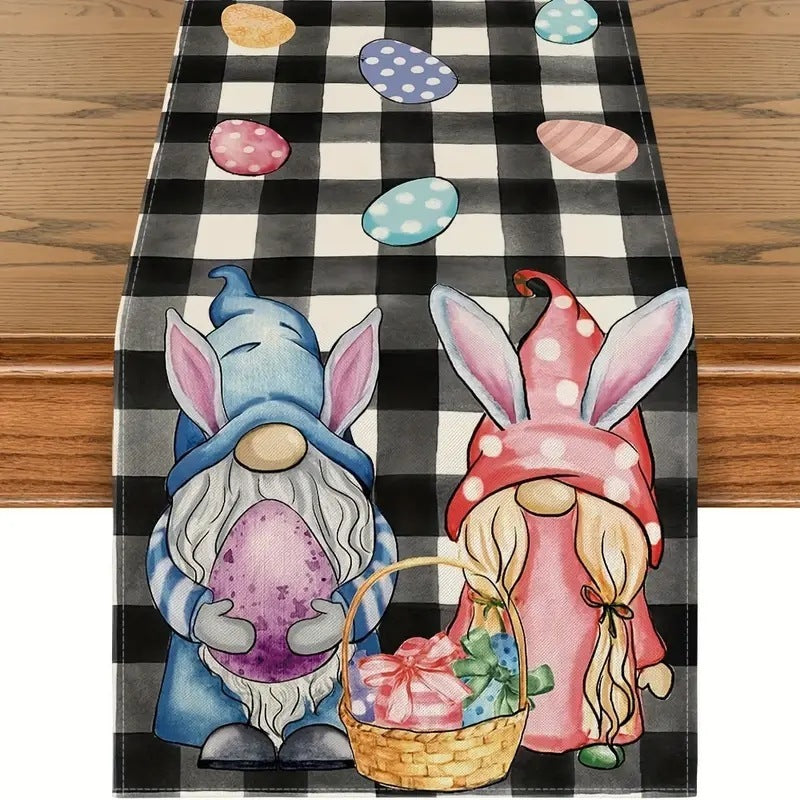 Easter Table Runner Rabbit Egg Decoration Linen Printing Table Cloth