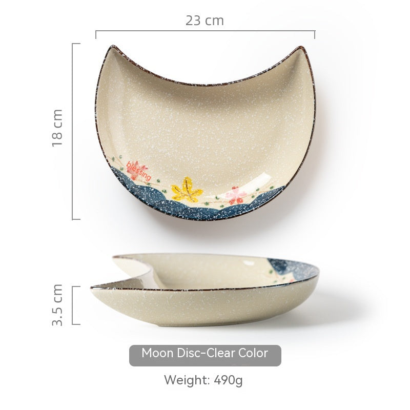 Household Ceramic Moon Platter Tableware