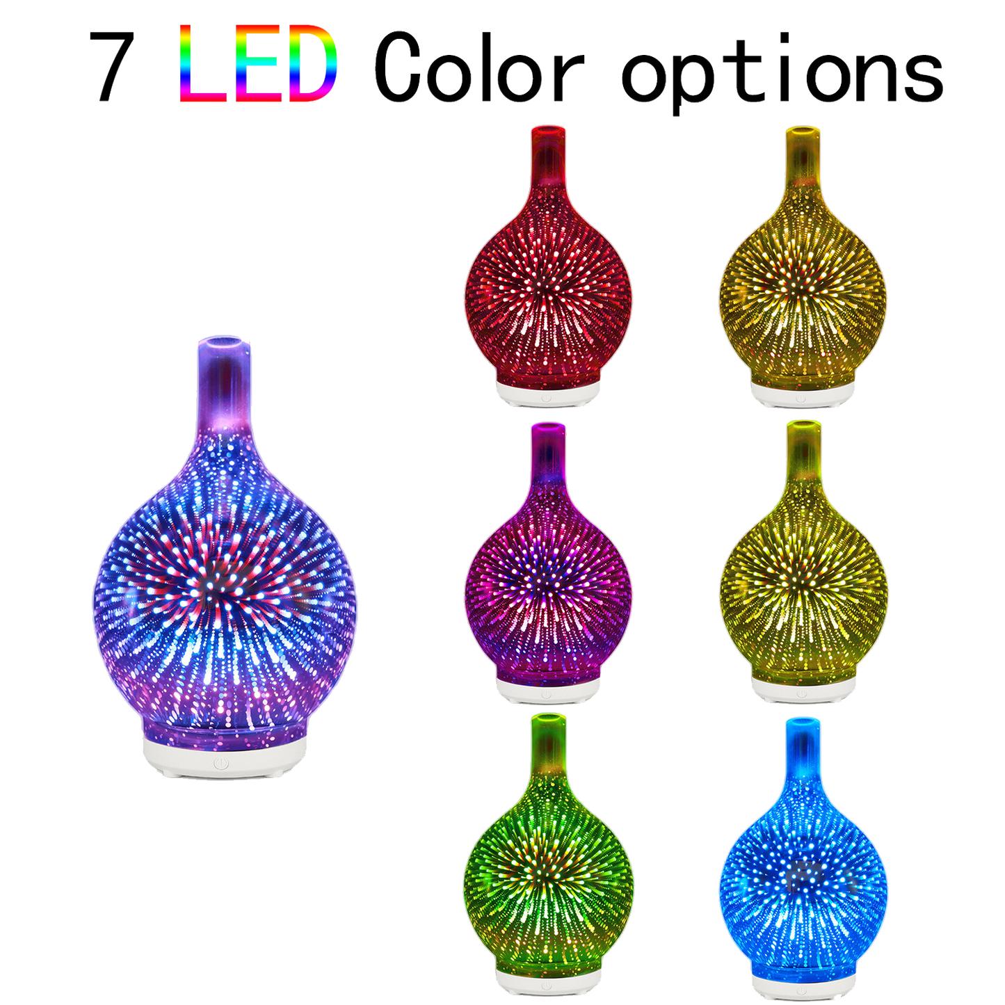 5V Glass Colorful Vase Humidifier 3D Firework Glass Usb Air Humidifier With 7 Color Led Night Light B