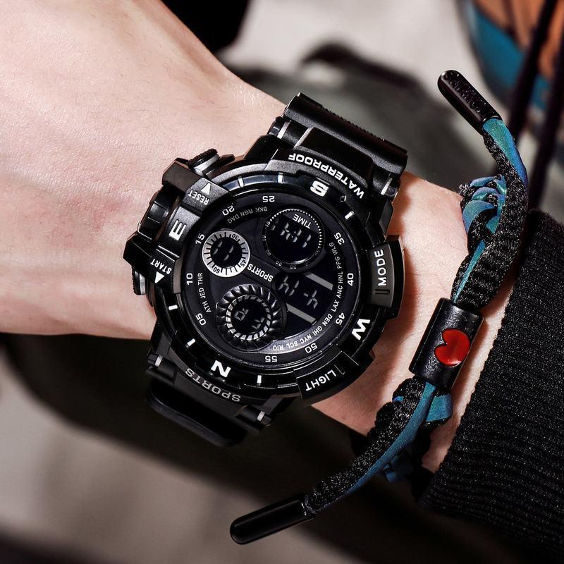  Male Student Large Dial Outdoor Sports Waterproof LED Watch