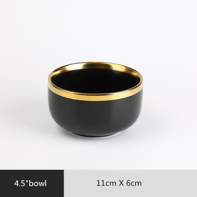 Ceramic black bowl and plate cutlery set