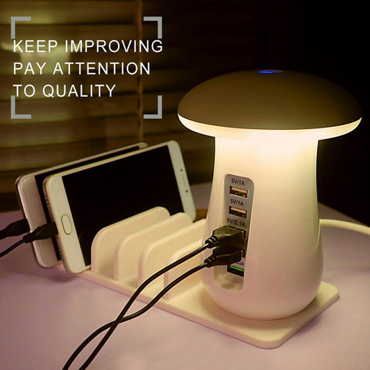 Compatible With Besegad Mushroom LED Light Lamp USB Charging Dock Station Organizer With 5-Port For Galaxy Smart Tablet