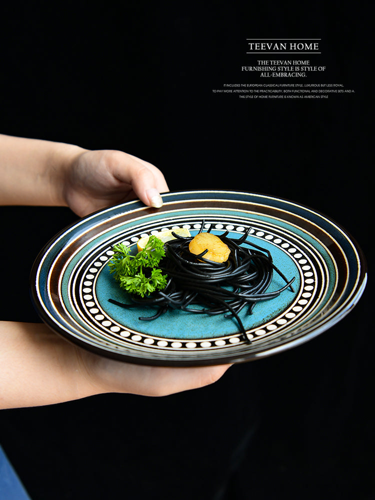 Hand-painted kiln glazed western food plate