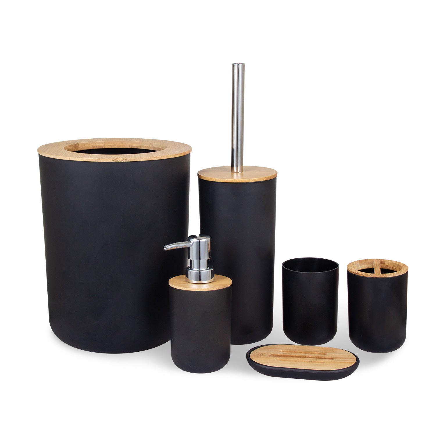 Bamboo And Wood Bathroom Six-piece Toiletry Set