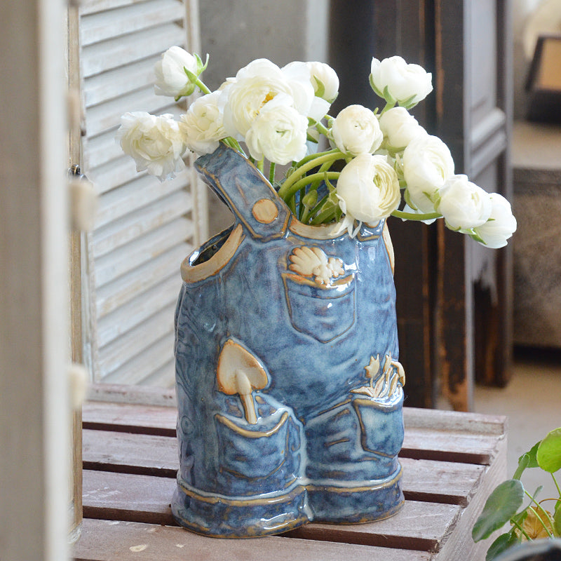 Faux Jeans Ceramic Vase Decorative Ornaments