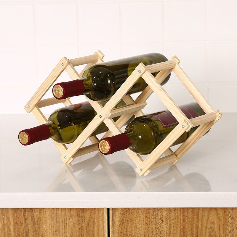 Folding solid wood wine rack