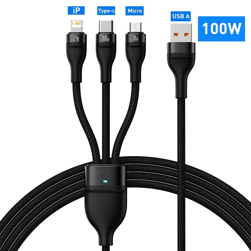 3 In 1 USB C Cable For IPhone 14 Pro 11 Charger Cable 100W