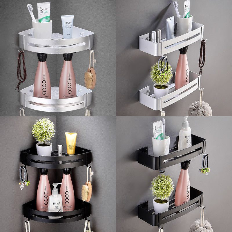 Free punching bathroom shelf Bathroom with hook corner frame Toilet vanity space aluminum triangle basket wall hanging