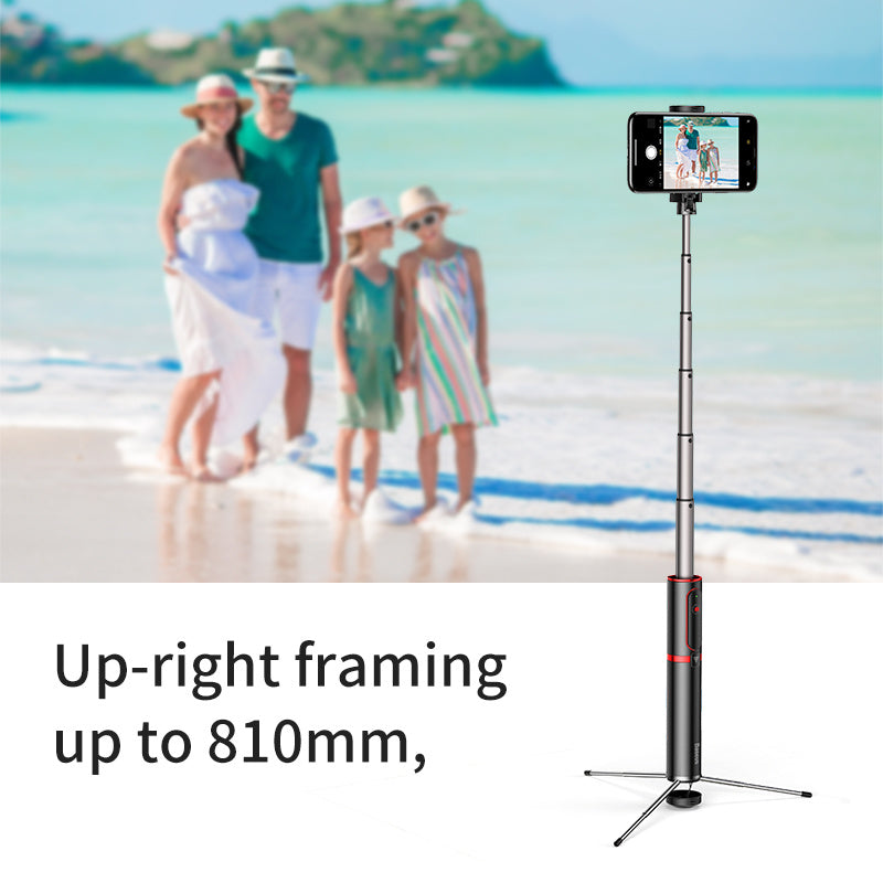 Bluetooth remote selfie stick with tripod