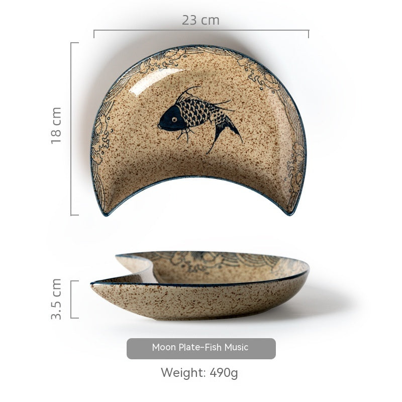 Household Ceramic Moon Platter Tableware