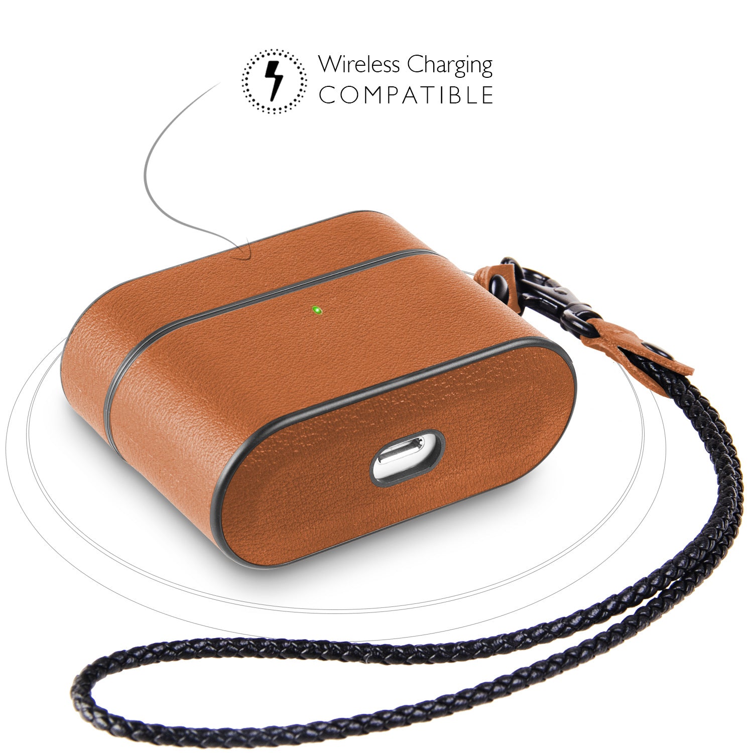 Compatible with Apple, Wireless Bluetooth Headset Leather Case Charging Box