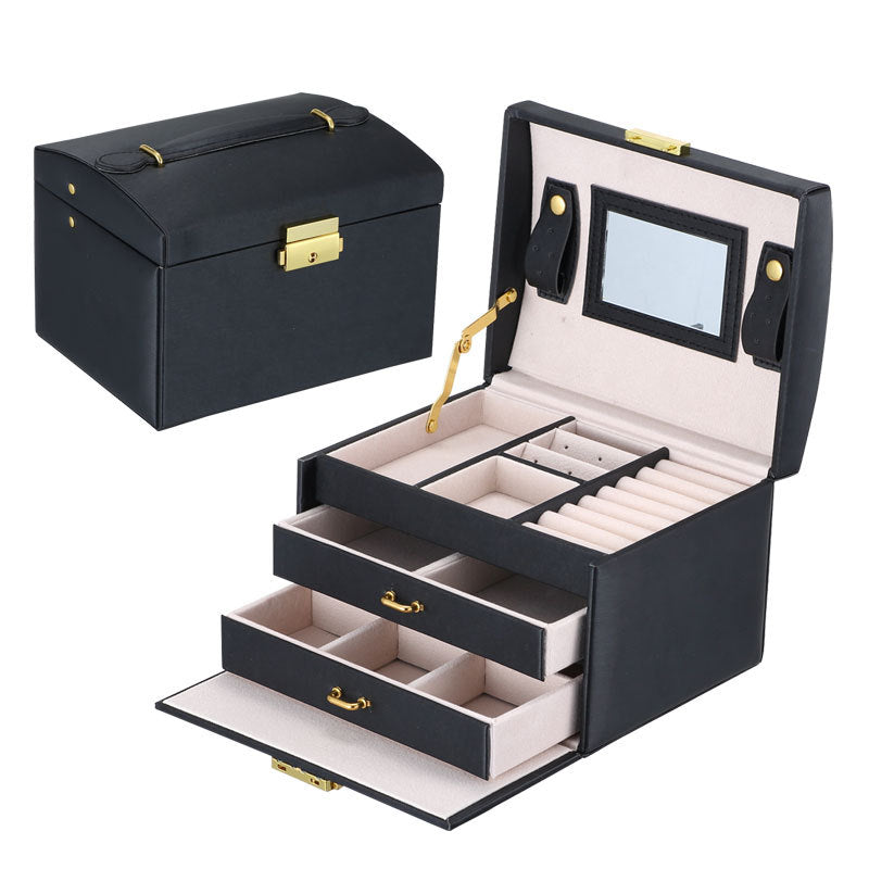 Portable European-Style Jewelry Box, Multi-Function Drawer