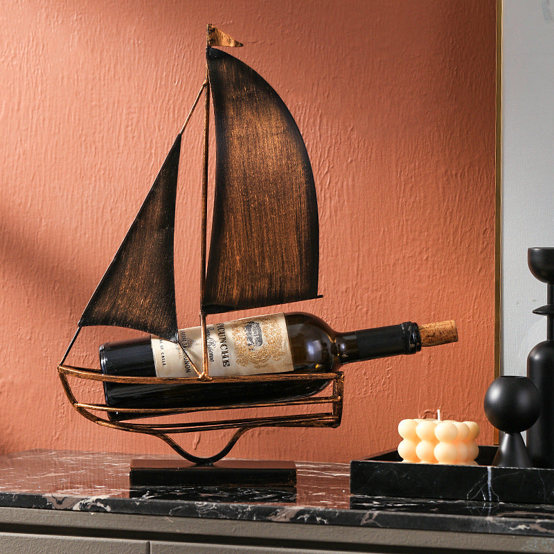 Iron Boat Wine Rack