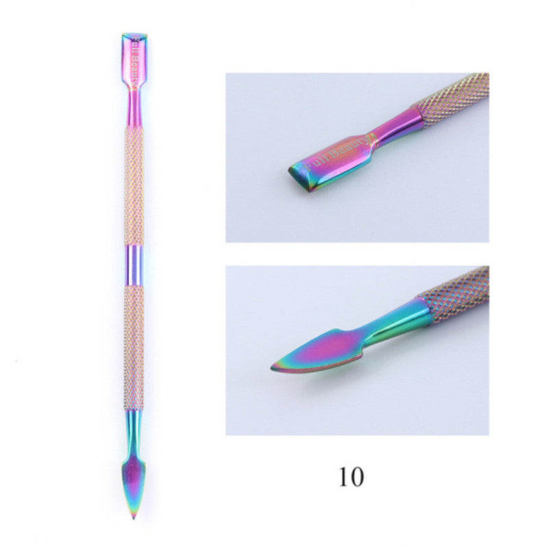 Electroplated Nail Clippers Dead Skin Fork Tweezers Manicure Polishing Tool