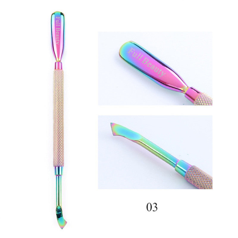 Electroplated Nail Clippers Dead Skin Fork Tweezers Manicure Polishing Tool