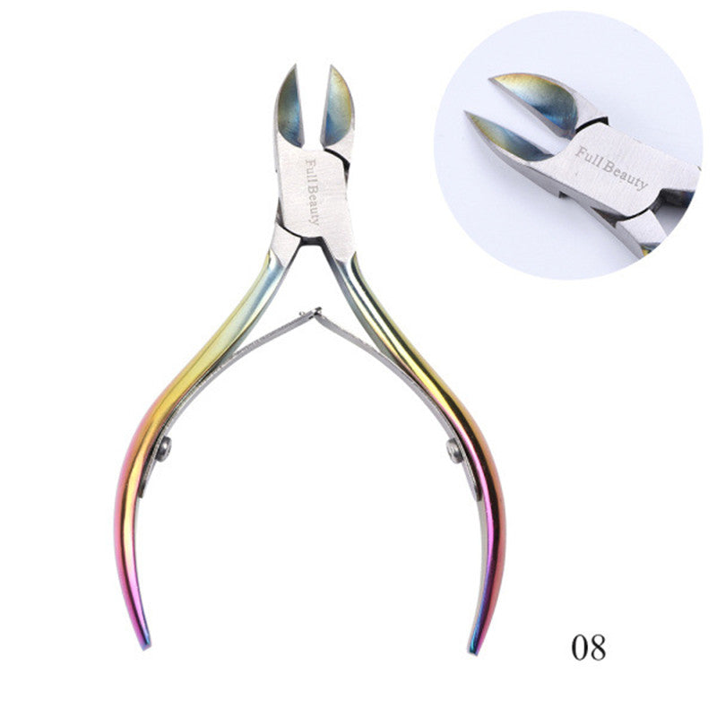 Electroplated Nail Clippers Dead Skin Fork Tweezers Manicure Polishing Tool