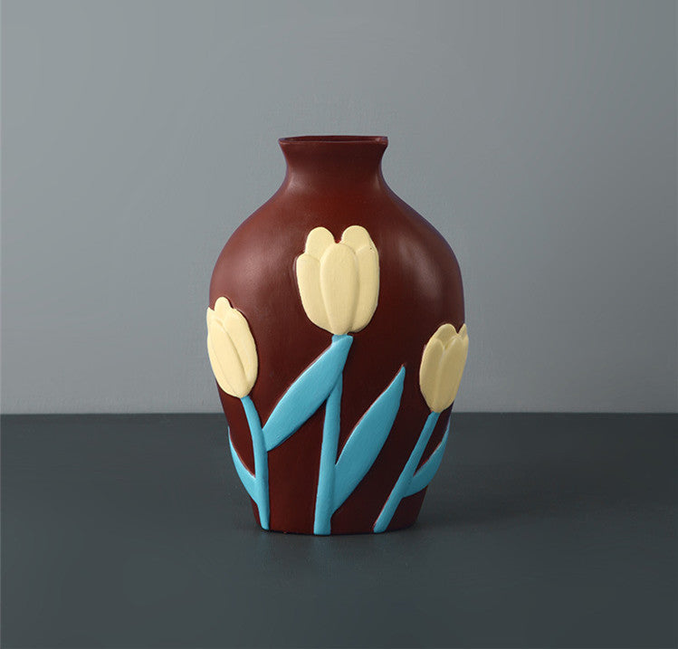 Retro Style Creative Painted Ceramic Vase Decoration