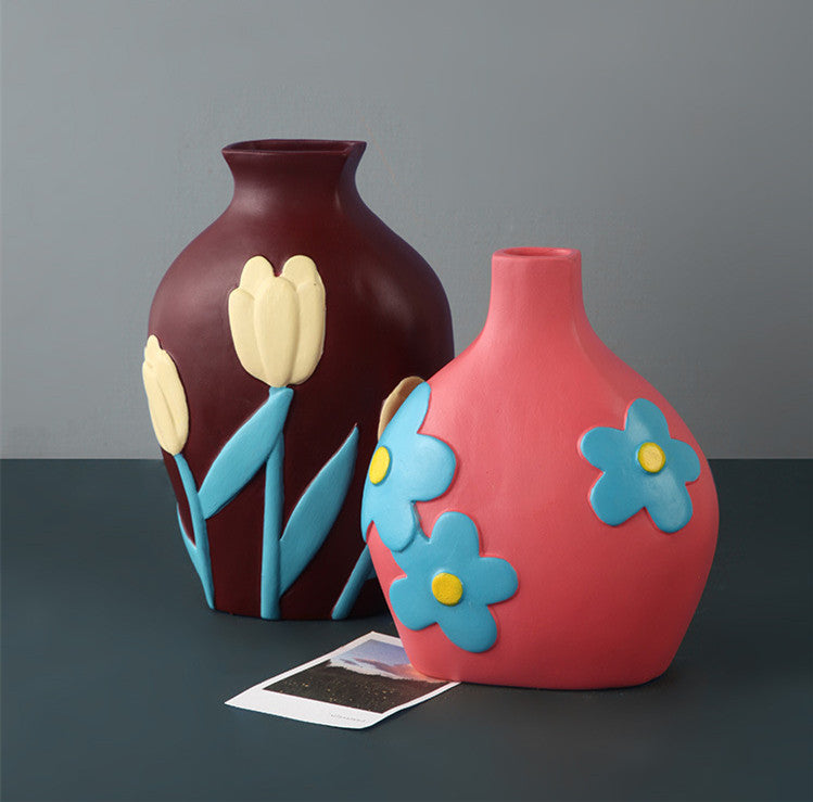 Retro Style Creative Painted Ceramic Vase Decoration