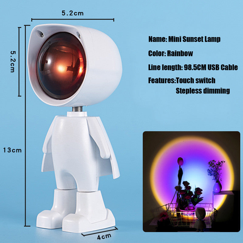 Robot Atmosphere Light Sunset Red Lamp Stepless Dimming Projector Night Lamp Network Red Selfie Light for Wall Decoration