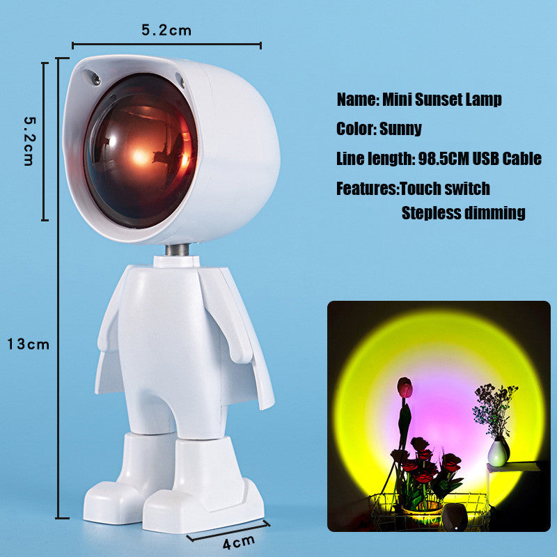 Robot Atmosphere Light Sunset Red Lamp Stepless Dimming Projector Night Lamp Network Red Selfie Light for Wall Decoration