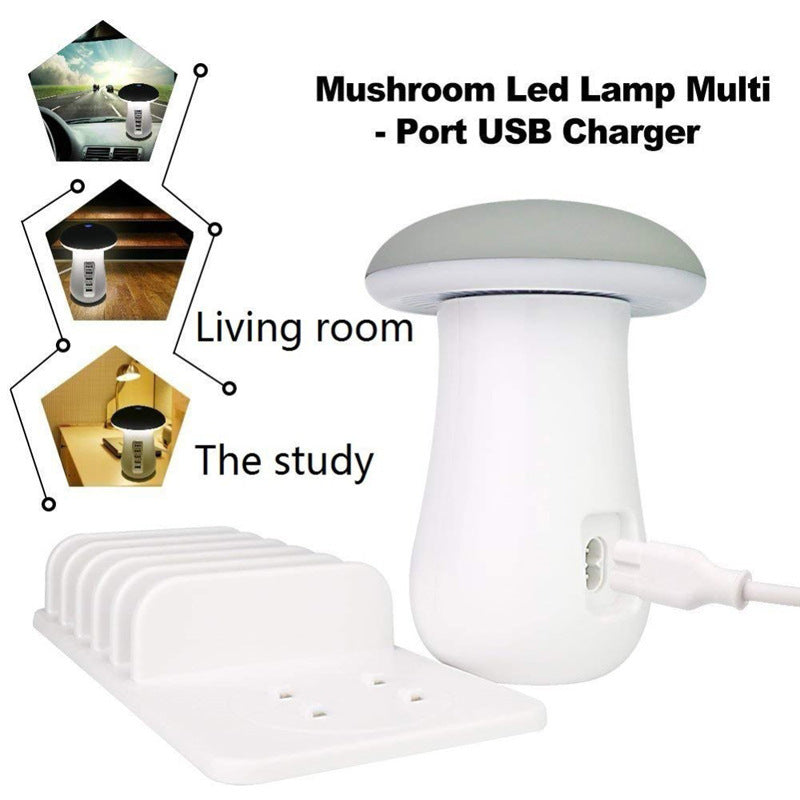 2 In 1 Multifunction Mushroom Lamp LED USB Charger