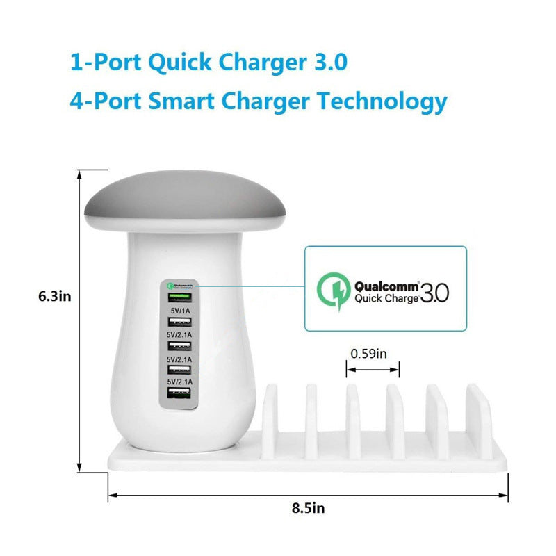 2 In 1 Multifunction Mushroom Lamp LED USB Charger