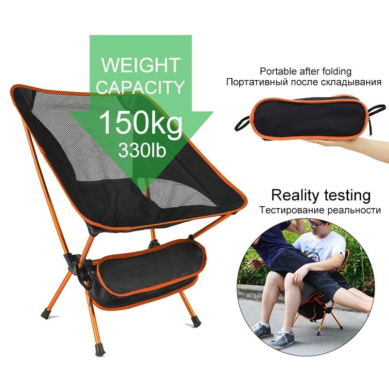 Chaise pliante ultralégère de voyage, chaise de Camping en plein air à charge élevée, Portable, plage, randonnée, pique-nique, siège d'outils de pêche