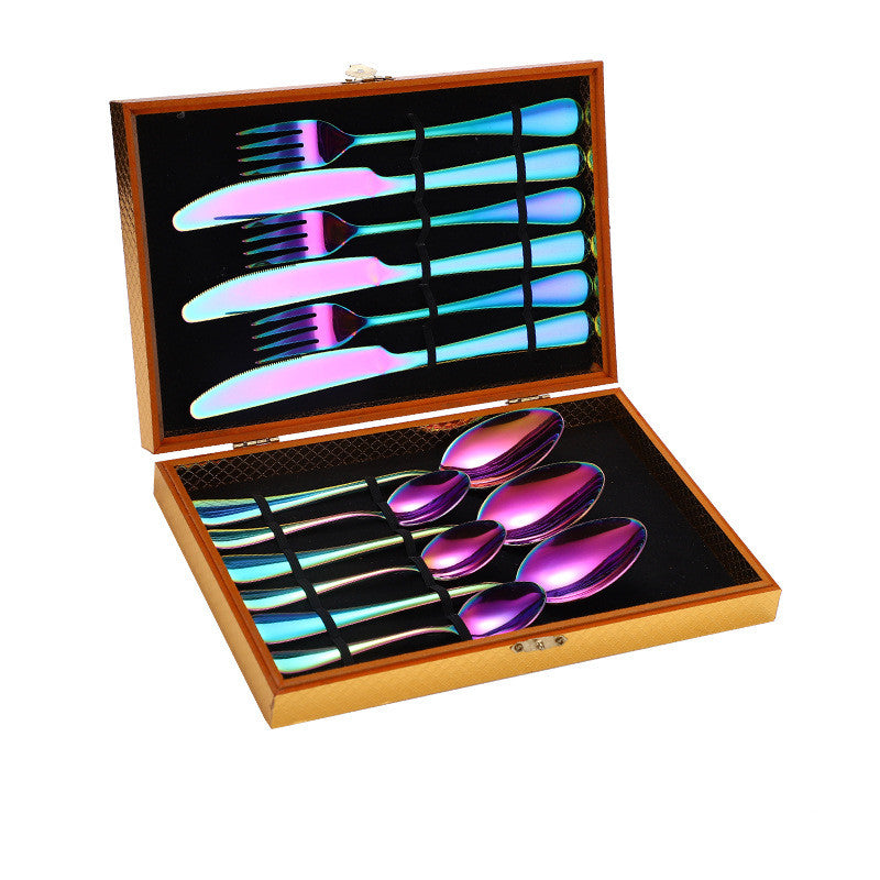 Stainless Steel Steak Cutlery Set Western Cutlery Cutlery Set Gift Box Wooden Box Cutlery 