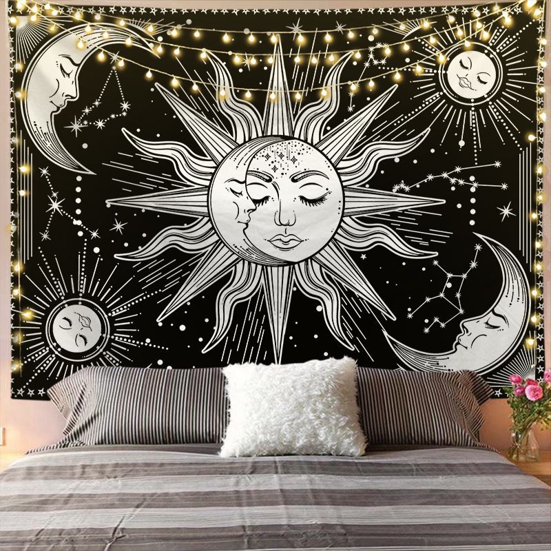 Mandala Tapestry for Home Decor White Black Sun And Moon Tapestry Wall Hanging Gossip Tapestries Bedroom Wall Covering