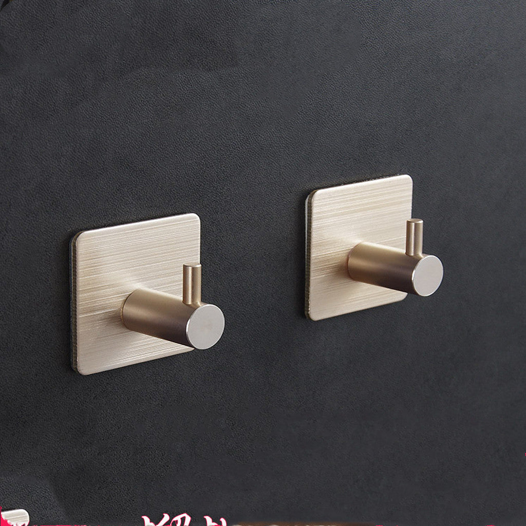 Explosive Space Aluminum High-End Hook Door Behind Bathroom Kitchen Bedroom Living Room Sticky Hook Stainless Steel Storage Simple Single Hook