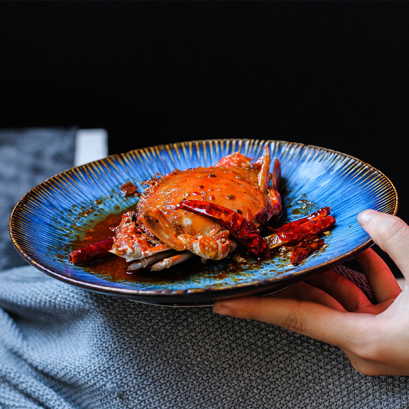 Creative Western Steak Plate Ceramic Pasta Plate Fruit Salad Plate Japanese Embossed Household Vegetable Plate