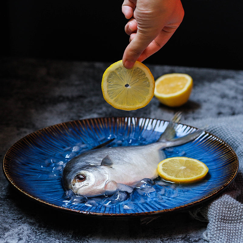 Creative Western Steak Plate Ceramic Pasta Plate Fruit Salad Plate Japanese Embossed Household Vegetable Plate