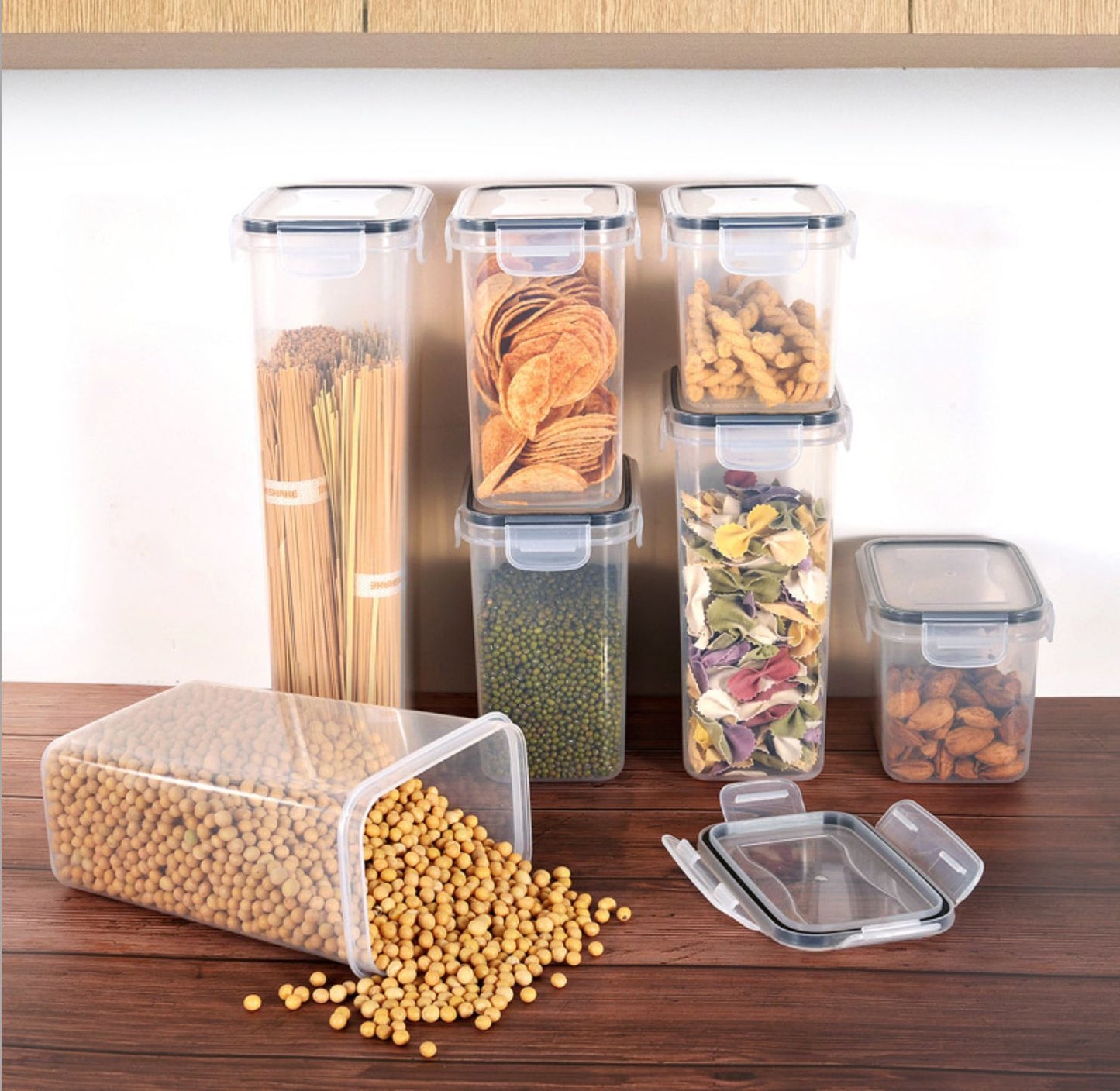 Keeping Airtight Canister 14 Piece Plastic Food Storage Box Pp Transparent Food Packaging Grain Storage