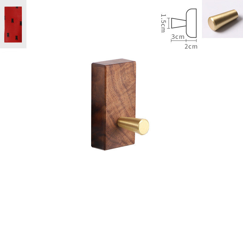 Black Walnut Wall Hanging Coat Hook Perforated Copper Coat Hook