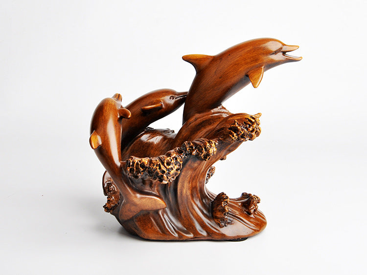 Resin Home Decorations Imitation Bronze Crafts European Style Dolphin Wine Rack Decorations