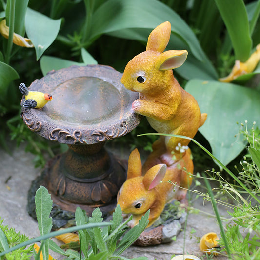 Outdoor Balcony Garden Decoration Cute Rabbit Ornament Solar Light