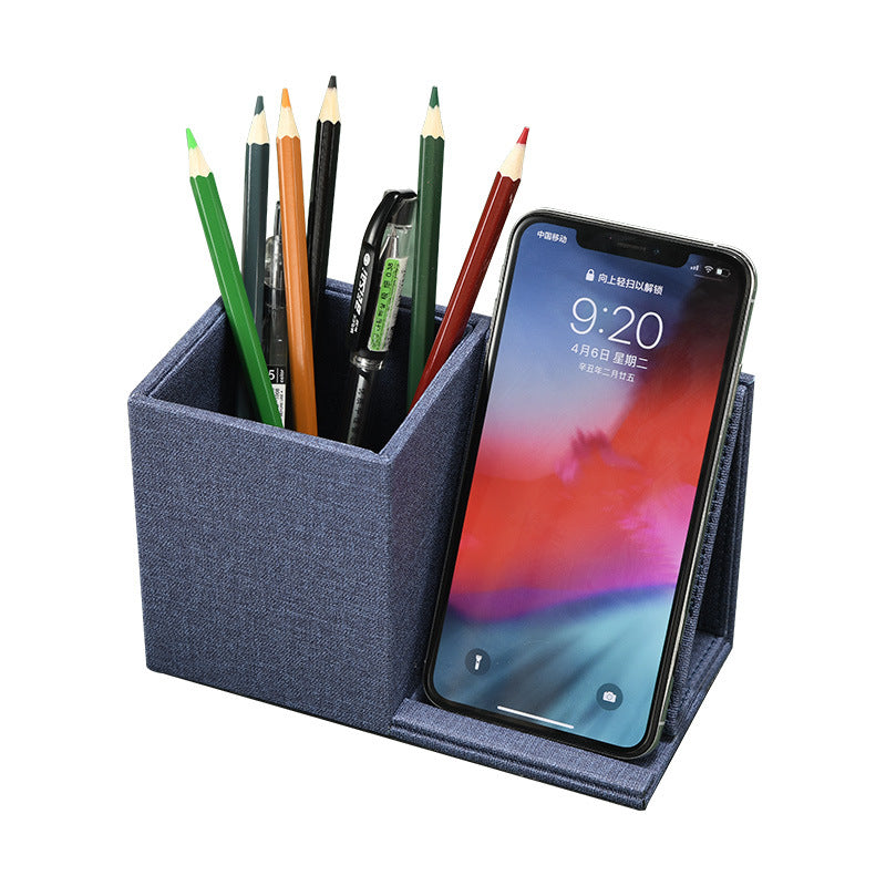 Multifunctional PU Wireless Charging Pen Holder Storage Box Desktop Organizing Box Office Desk Creative Pen Case