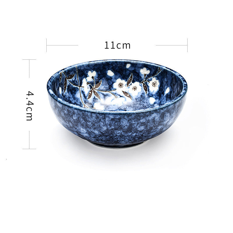 Ceramic Blue Sakura Tableware Mino-yaki Japanese Style Rice Bowl Dish