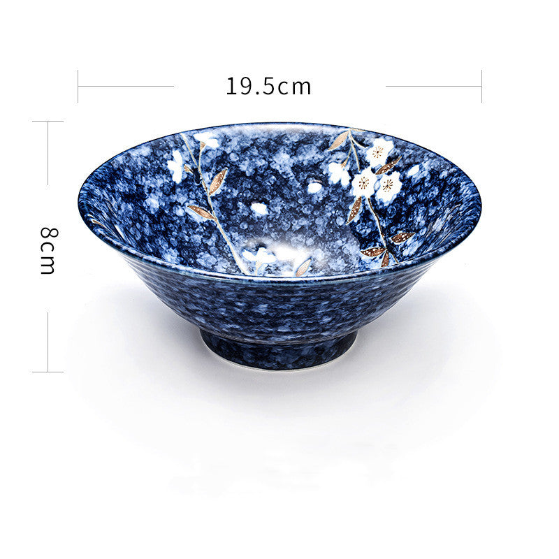 Ceramic Blue Sakura Tableware Mino-yaki Japanese Style Rice Bowl Dish