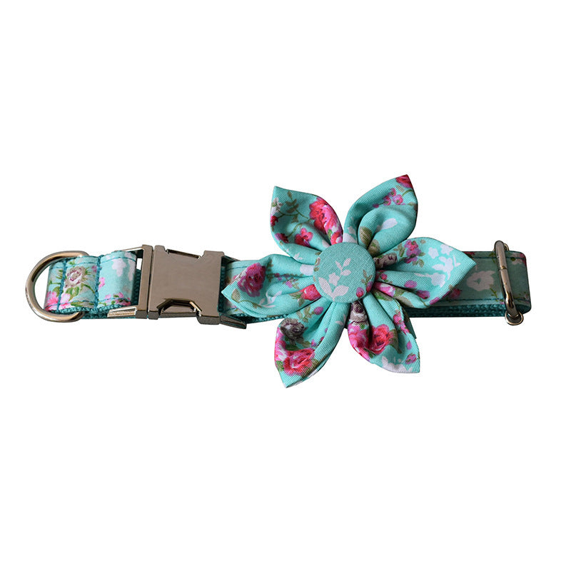 Green Rose Dog Collar Leash