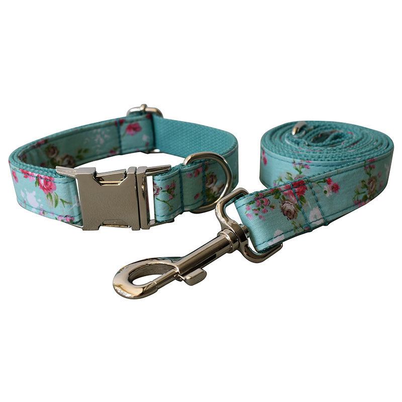 Green Rose Dog Collar Leash