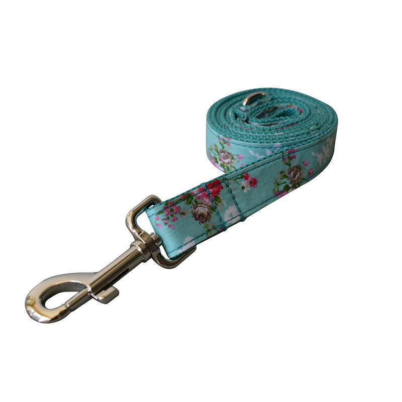 Green Rose Dog Collar Leash