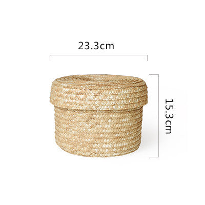 Wheat straw woven storage basket