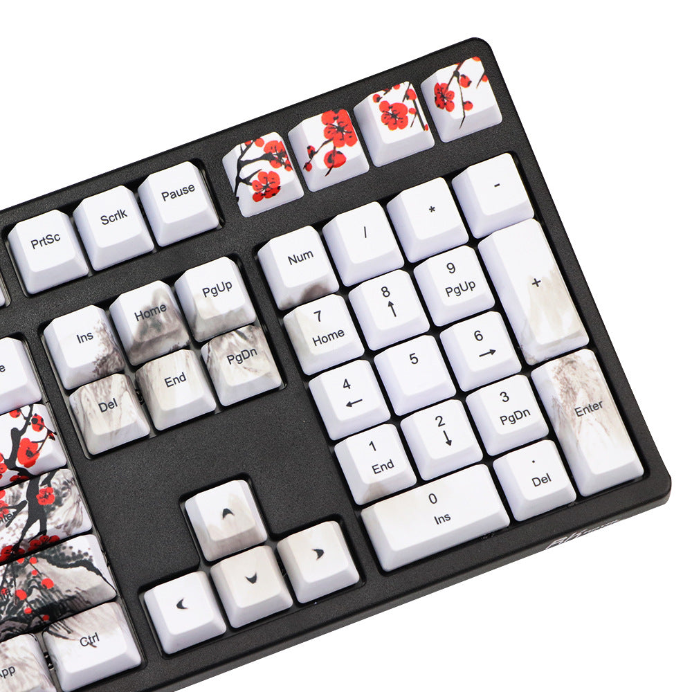  PBT Wangjiang Plum Keycap 109 Key OEM Height Korean Japanese