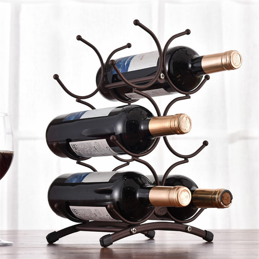 Iron six bottle wine rack