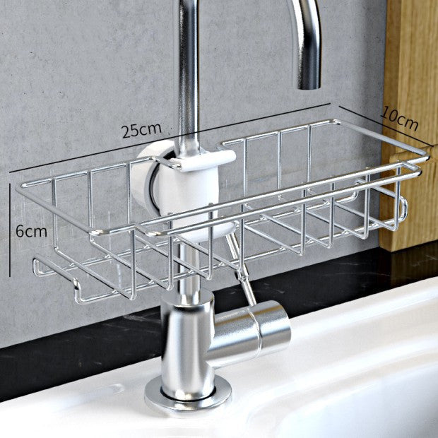 Stainless Steel Sink Storage Rack Kitchen Bathroom Adjustable Faucet Soap Dish Drainer Shelf Kitchen Organizer