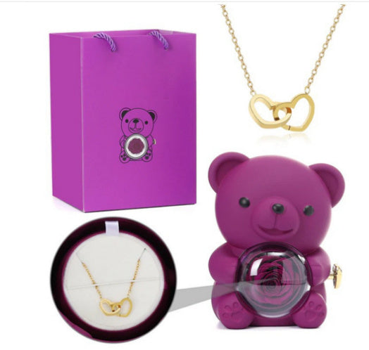 Teddy Bear Gifts Box With Necklace